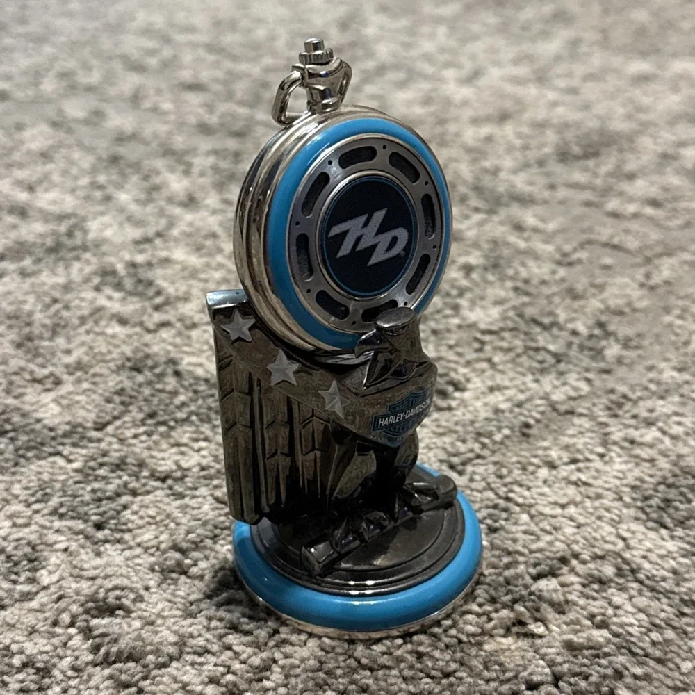 Harley Davidson Road King Pocket Watch with‎ Eagle Stand Needs New Battery